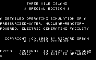 Three Mile Island Special Version Title Screen
